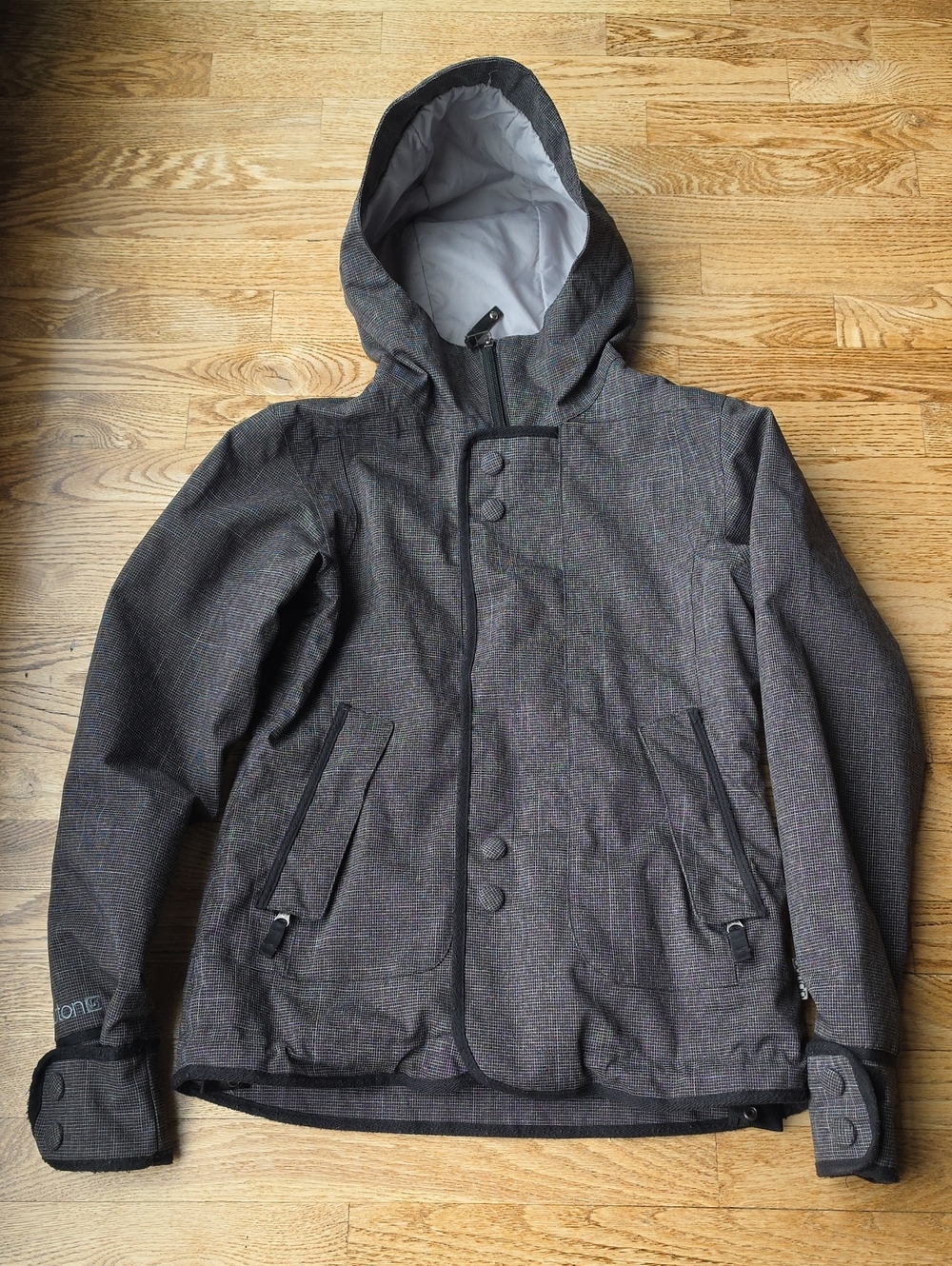 (XS) Burton Women's Hooded Ski Jacket in Charcoal Heather Dry Ride Jet Set Snow